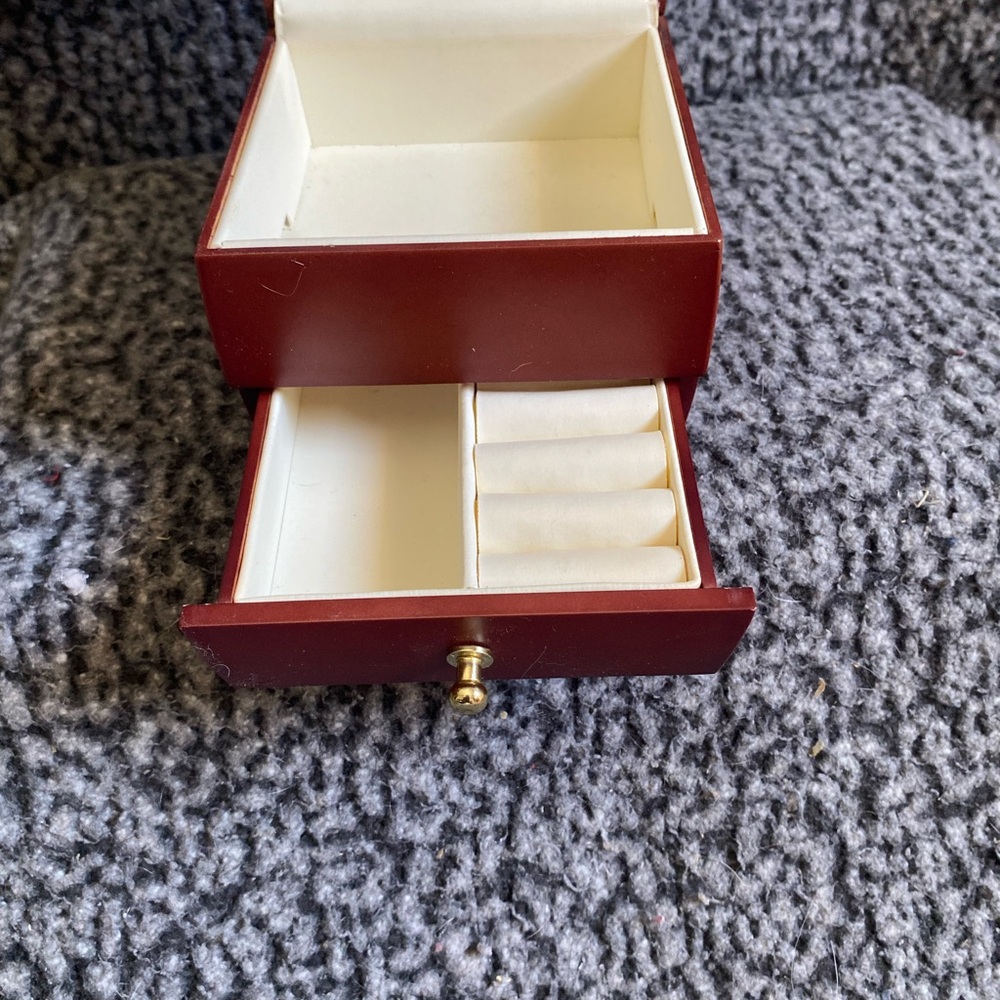 Elegant Red Jewelry Box with Drawer
